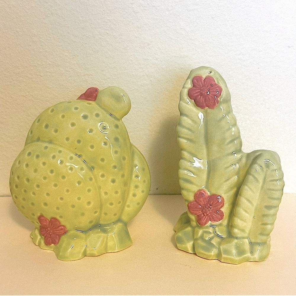 1990 Jay Kay Ceramic Mold Saguaro Cactus Salt and Pepper Set GIFT‎